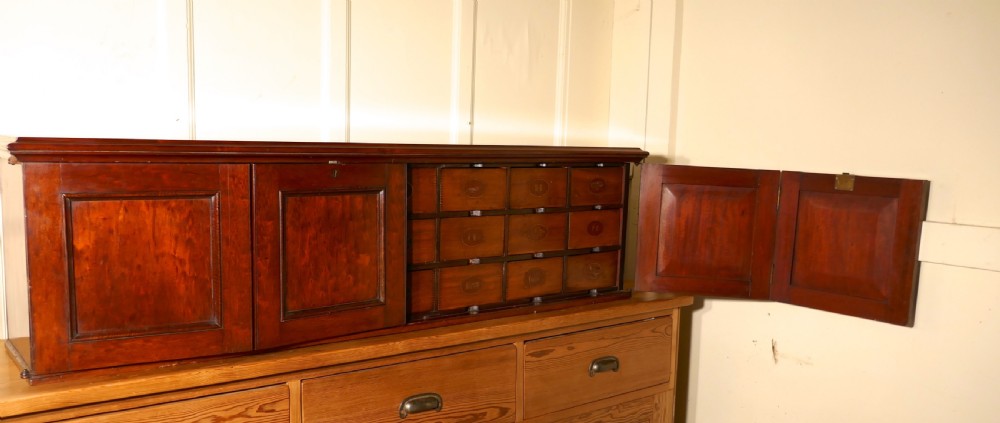 19th Century Long Mahogany Estate Cupboard Filing Drawers   View II
