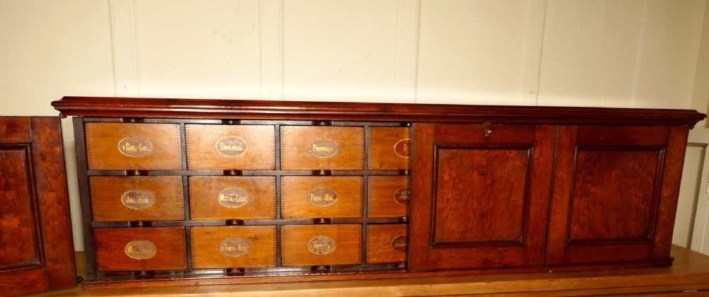 19th Century Long Mahogany Estate Cupboard Filing Drawers   View IX