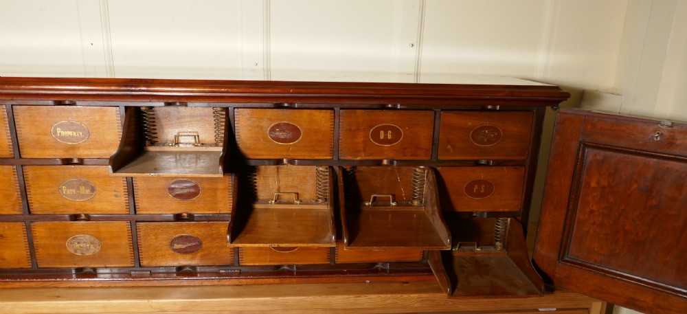 19th Century Long Mahogany Estate Cupboard Filing Drawers   View XI