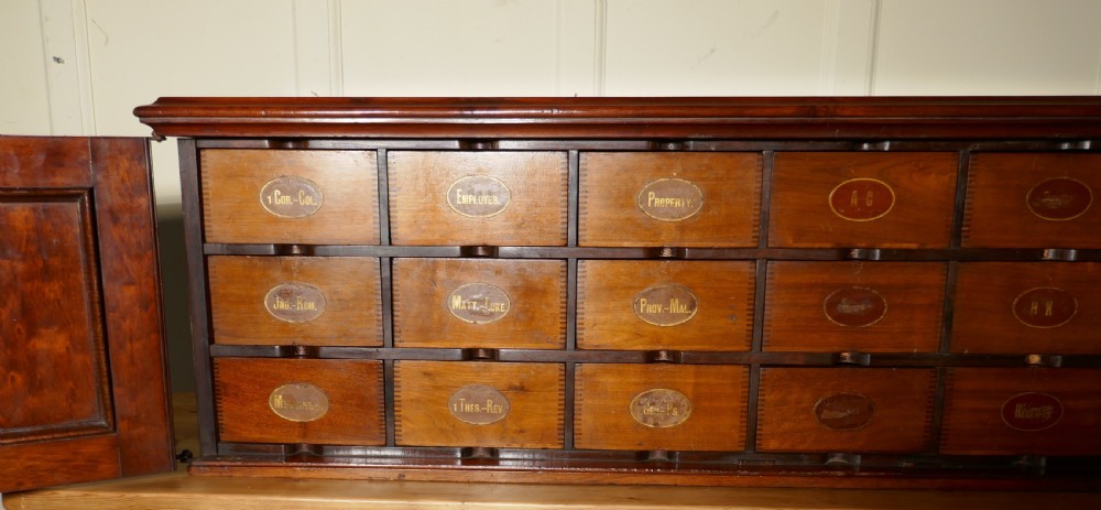 19th Century Long Mahogany Estate Cupboard Filing Drawers   View XII