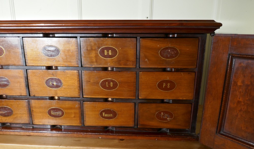 19th Century Long Mahogany Estate Cupboard Filing Drawers   View XIII