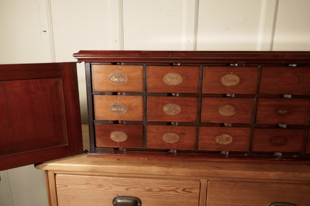 19th Century Long Mahogany Estate Cupboard Filing Drawers   View XV