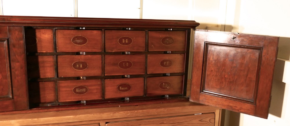 19th Century Long Mahogany Estate Cupboard Filing Drawers   View XVI