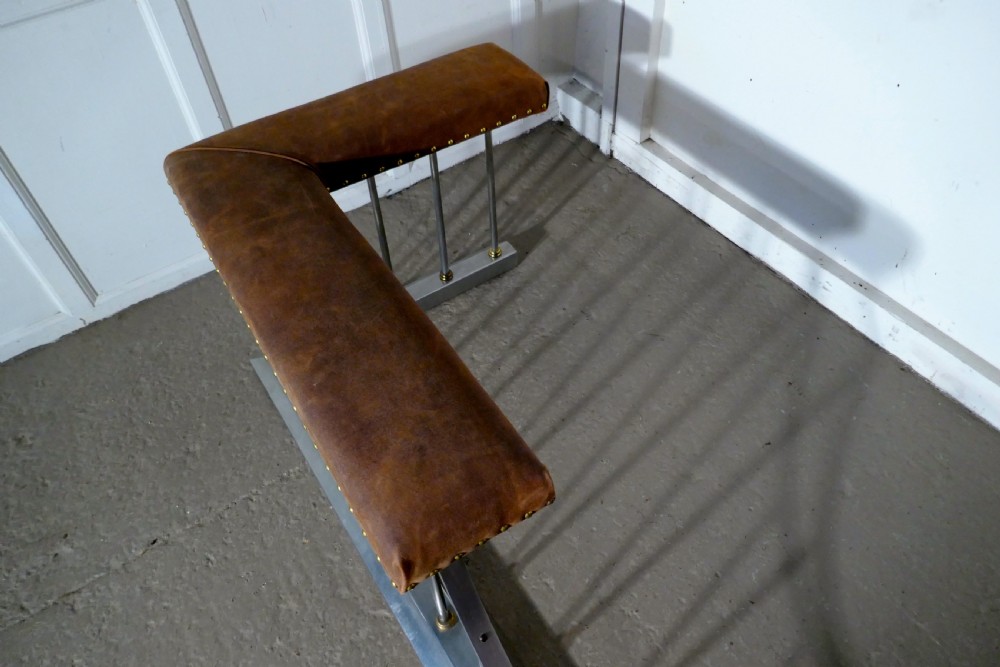 9ft long Polished Steel and Leather Art Deco Club Fender View VI