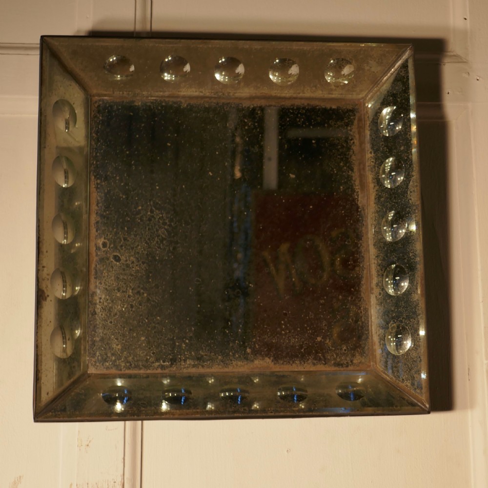Old Foxed Shabby Square Mirror 