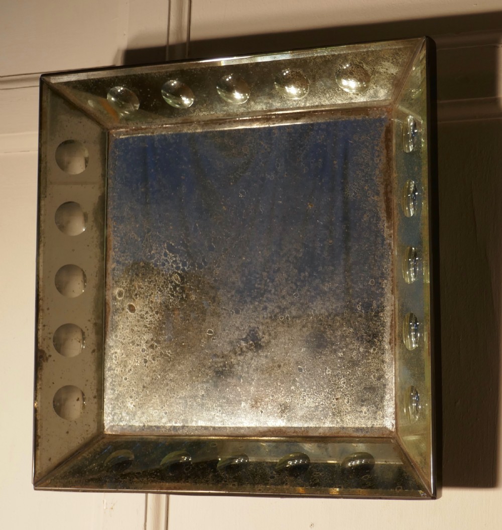 Old Foxed Shabby Square Mirror  View II