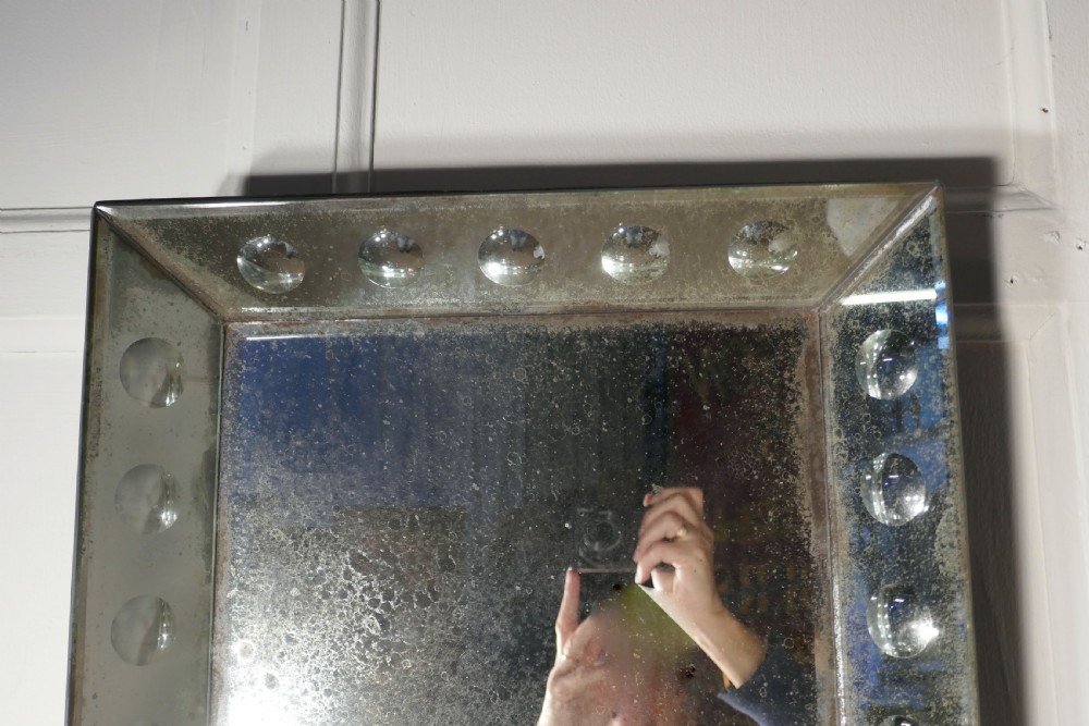 Old Foxed Shabby Square Mirror  View III