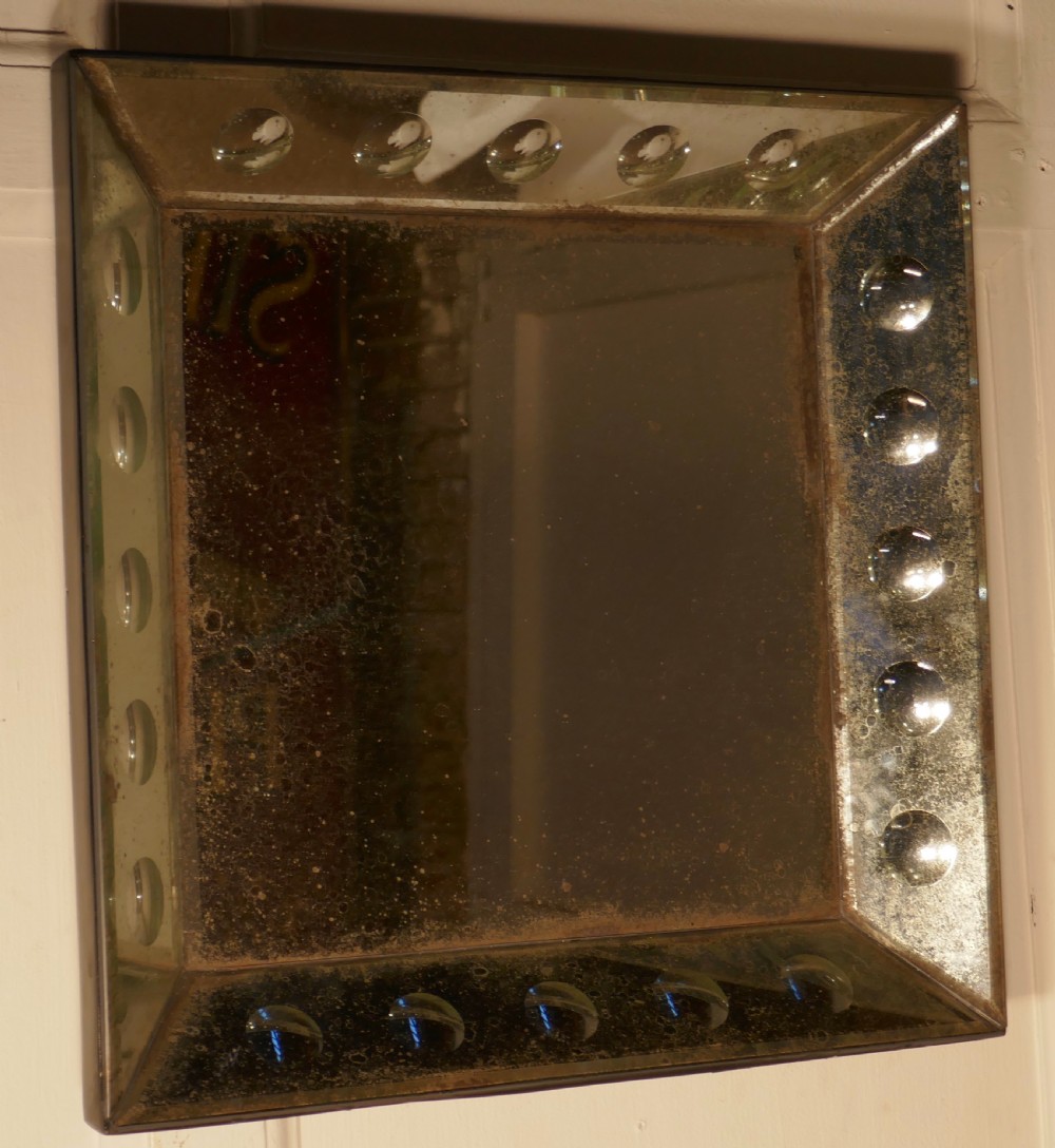 Old Foxed Shabby Square Mirror  View IV