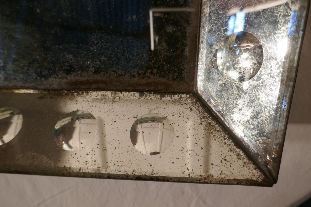 Old Foxed Shabby Square Mirror  View V