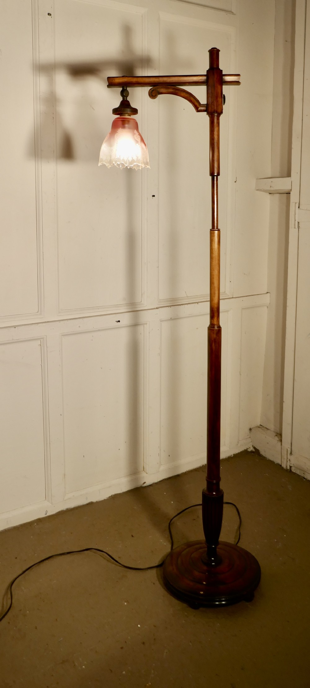 Edwardian Floor Standing, Swivel, Angle Reading Lamp