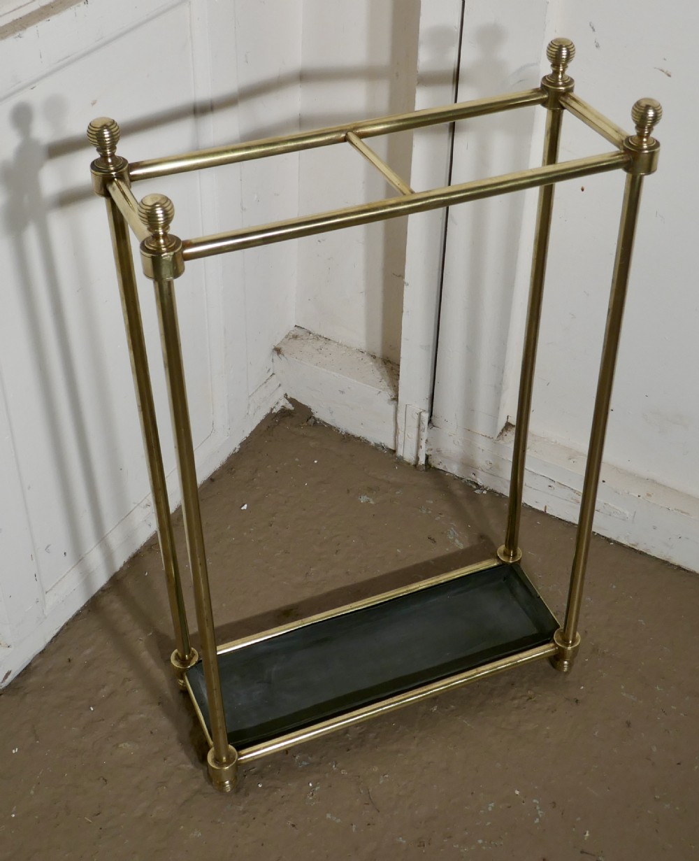 Tall Victorian Brass, and Iron Walking Stick Stand or Umbrella Stand View III