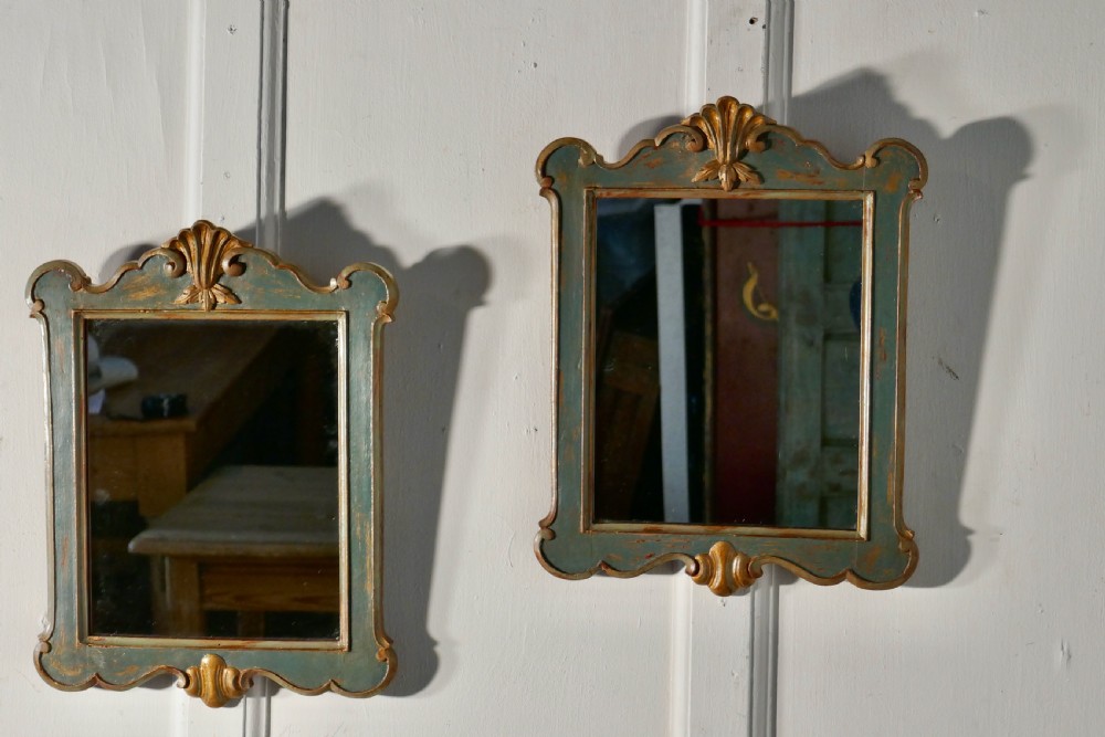 Delightful Pair of Italian Painted and Gilt Mirrors