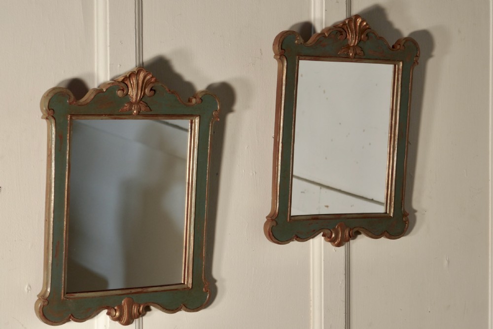 Delightful Pair of Italian Painted and Gilt Mirrors View II