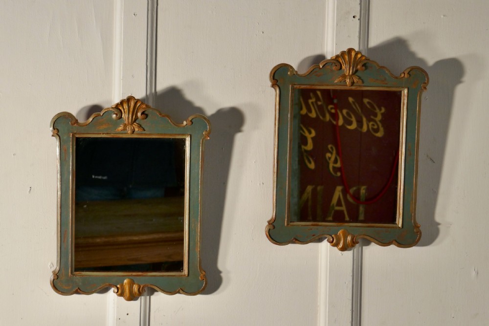 Delightful Pair of Italian Painted and Gilt Mirrors View III