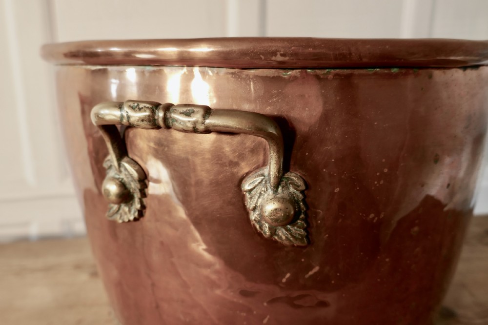 19th Century Copper Log Bin Cauldron View III