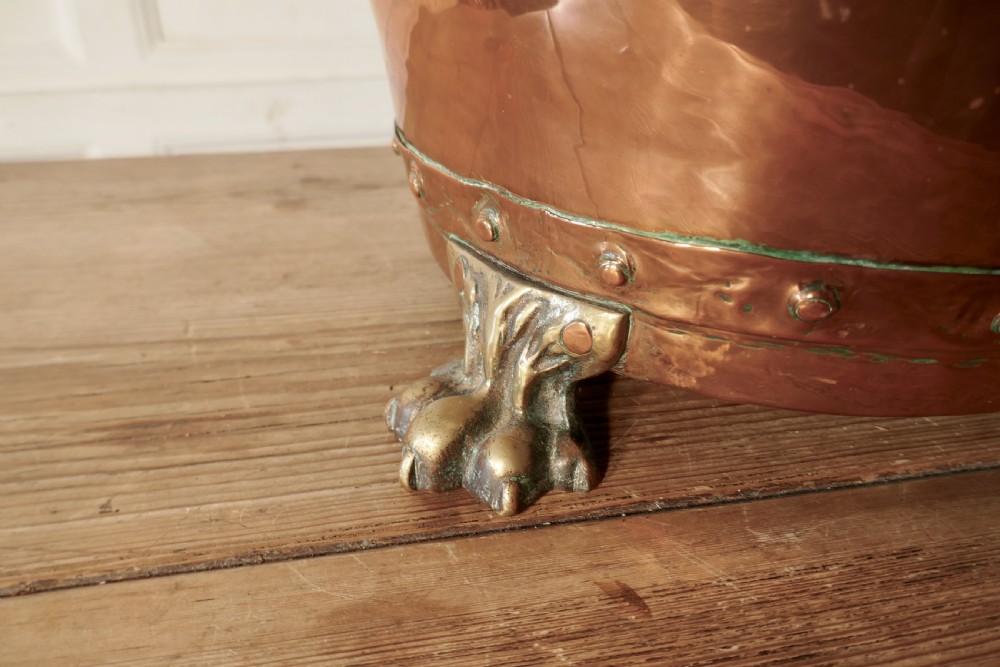 19th Century Copper Log Bin Cauldron View IV