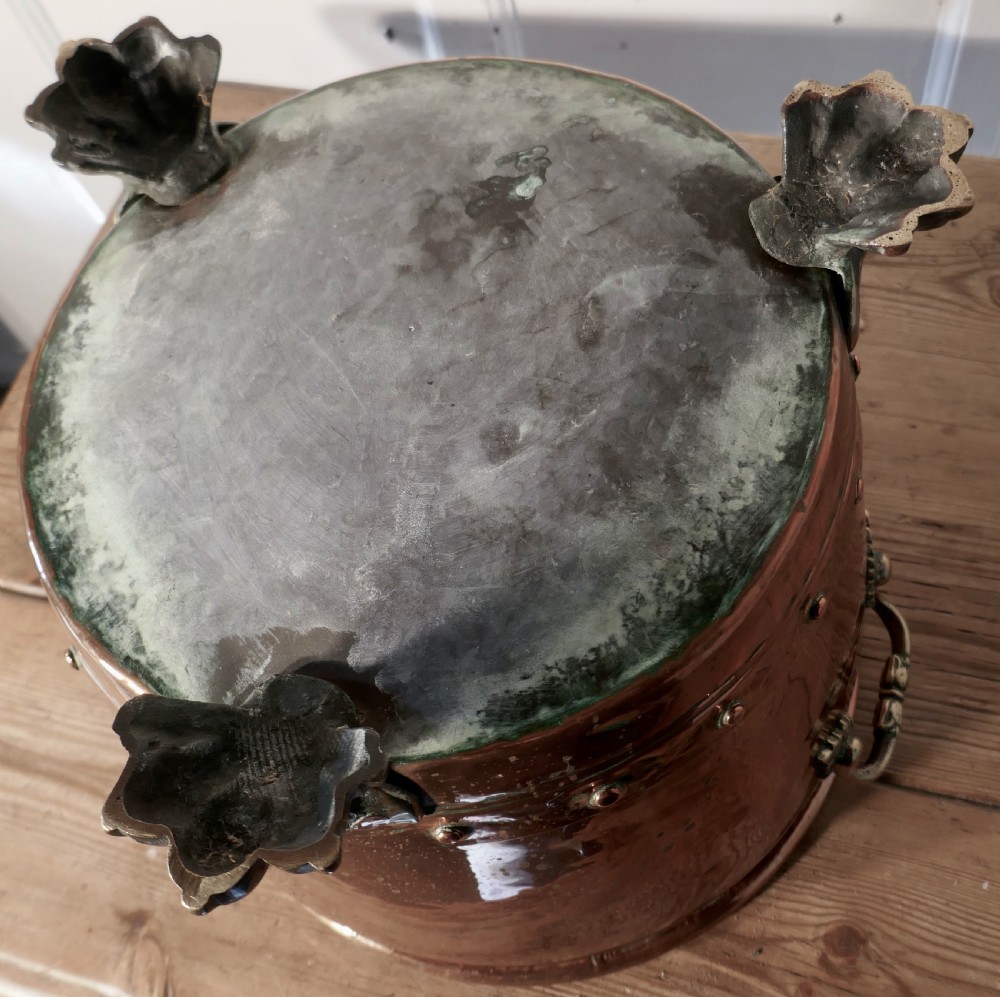 19th Century Copper Log Bin Cauldron View VI