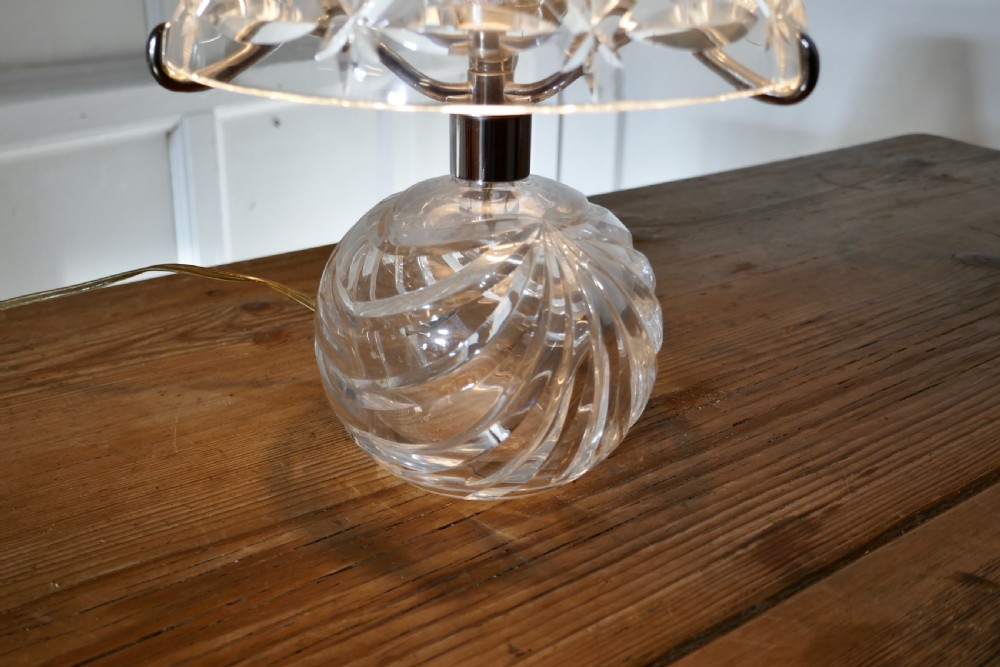 Lovely Art Deco Crystal Table Lamp and Lamp Shade View V