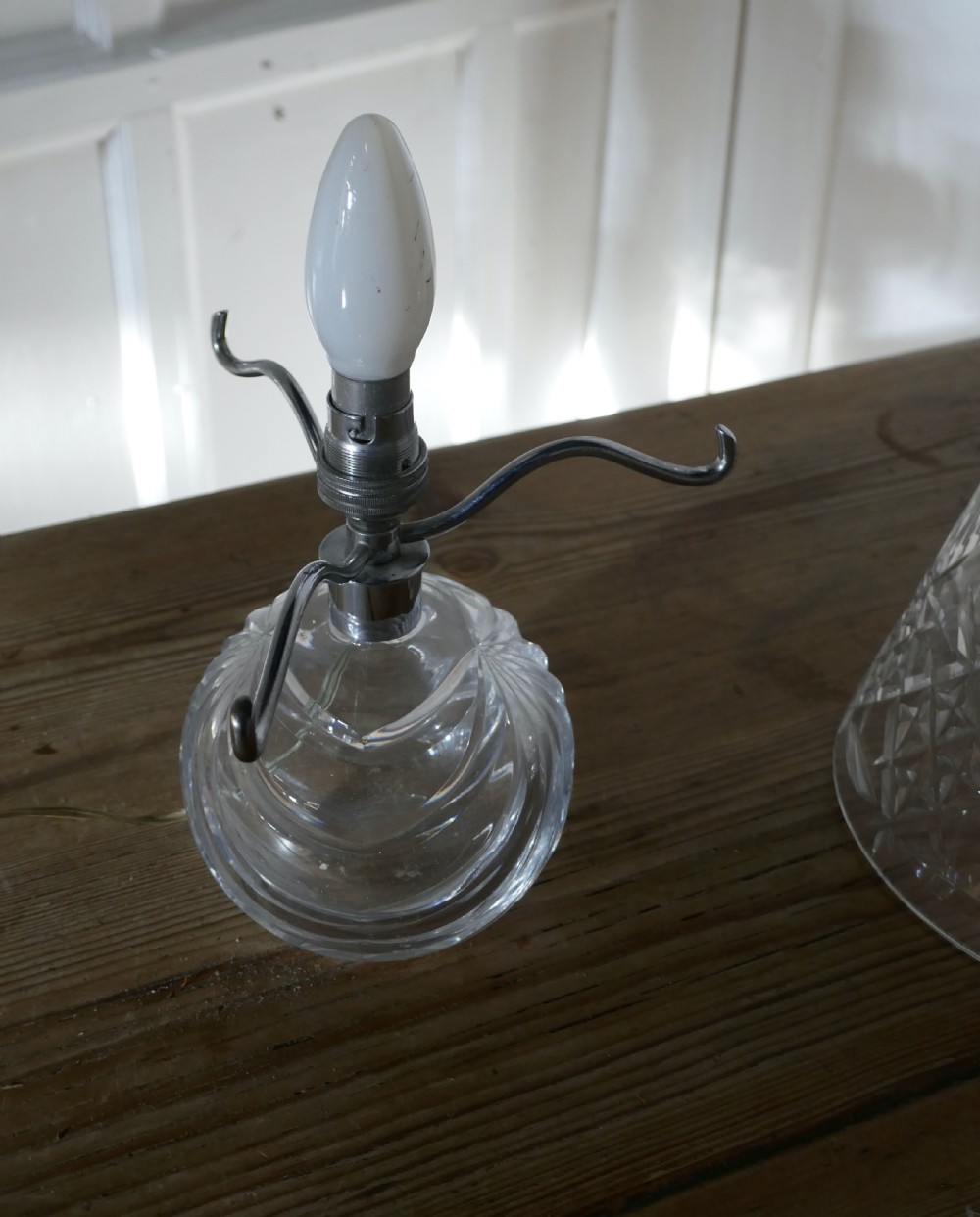 Lovely Art Deco Crystal Table Lamp and Lamp Shade View VI