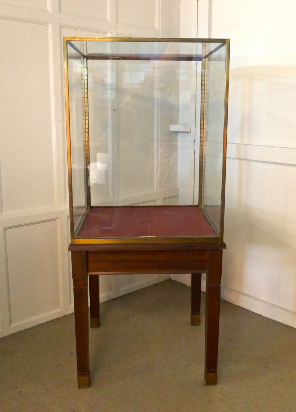 A Large Brass and Mahogany Museum Display Cabinet  View II