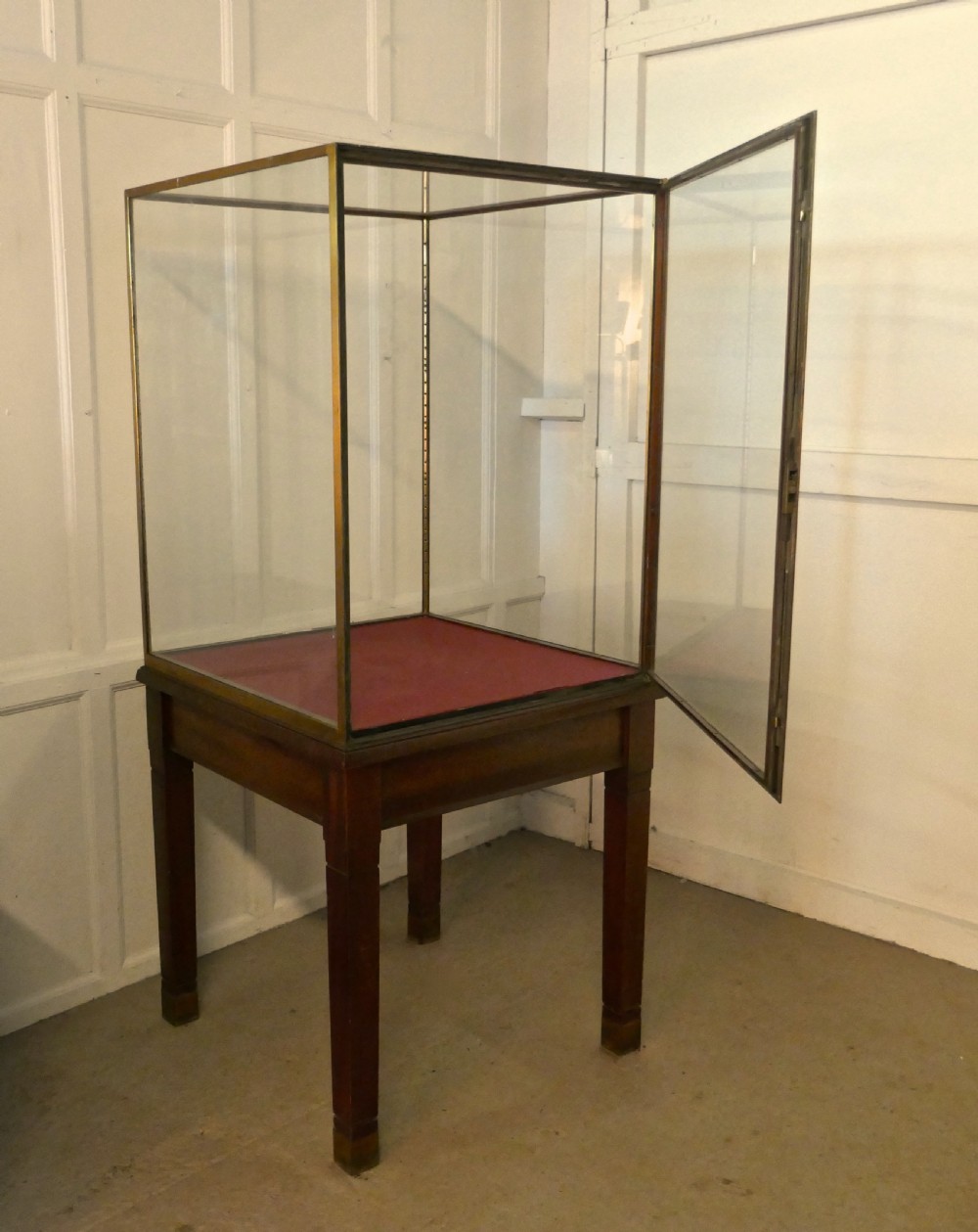 A Large Brass and Mahogany Museum Display Cabinet  View VII
