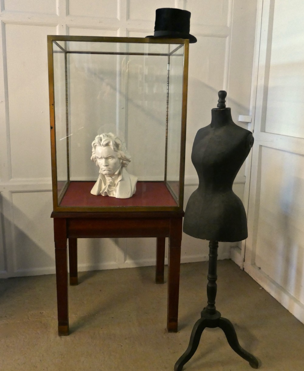 A Large Brass and Mahogany Museum Display Cabinet  View IX