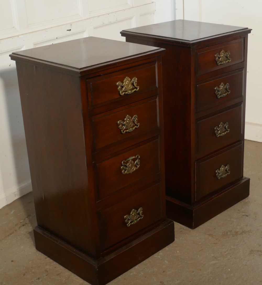 A Pair of Georgian Style Mahogany Bedside Chest of Drawers View II