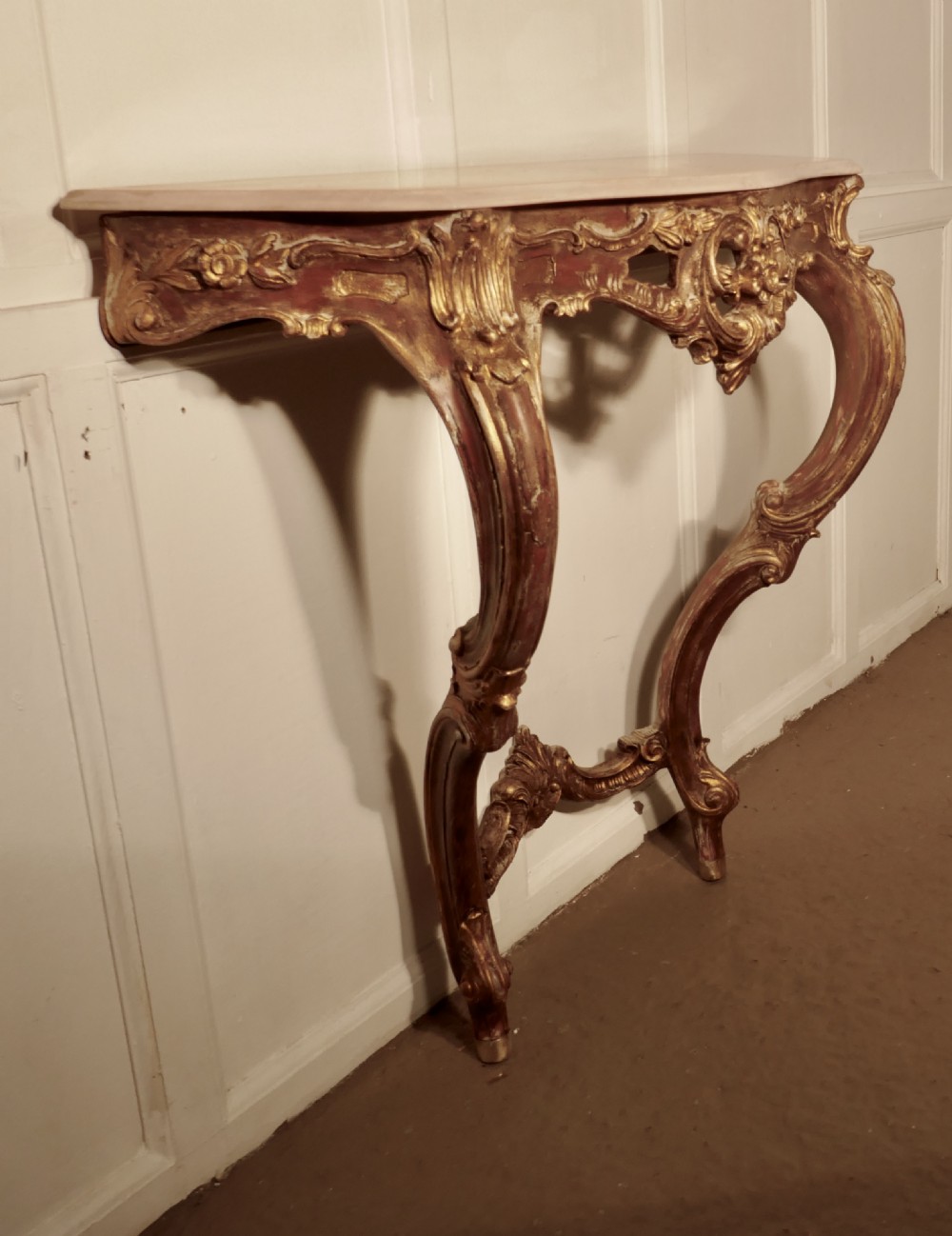 Old French Gilt Console or Hall Table View II