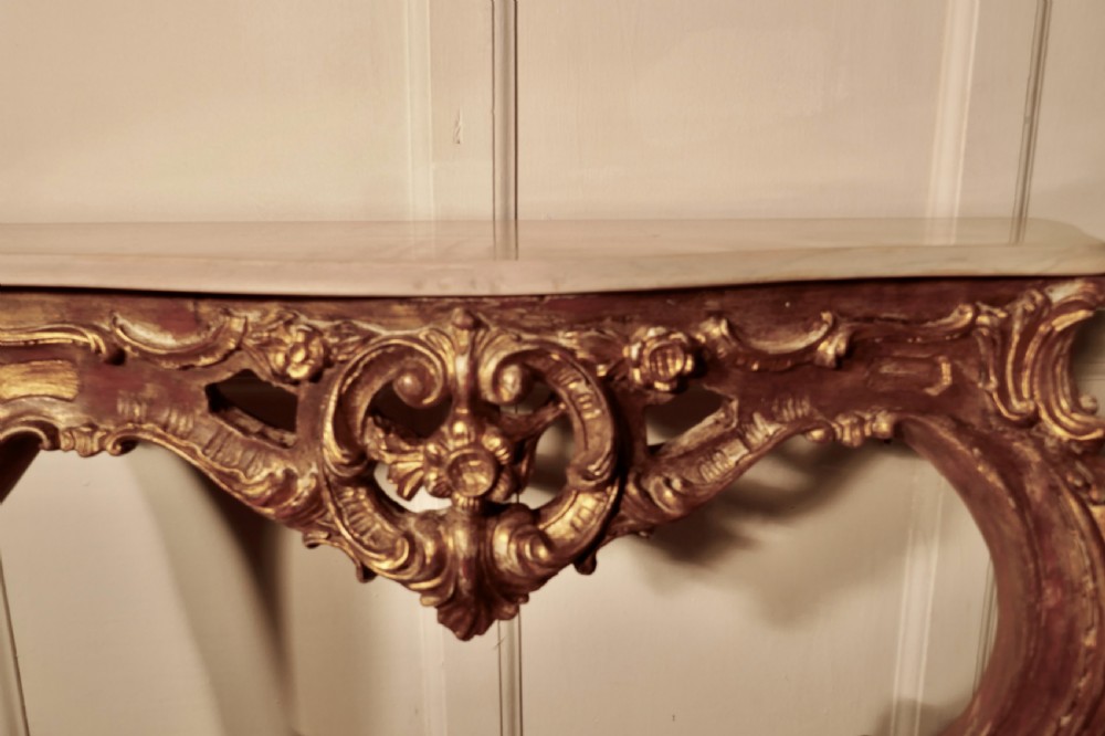 Old French Gilt Console or Hall Table View III