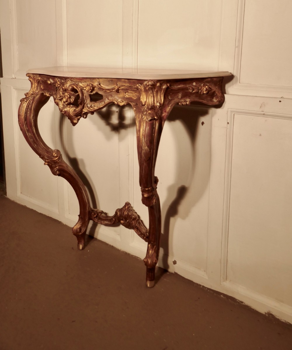 Old French Gilt Console or Hall Table View IV