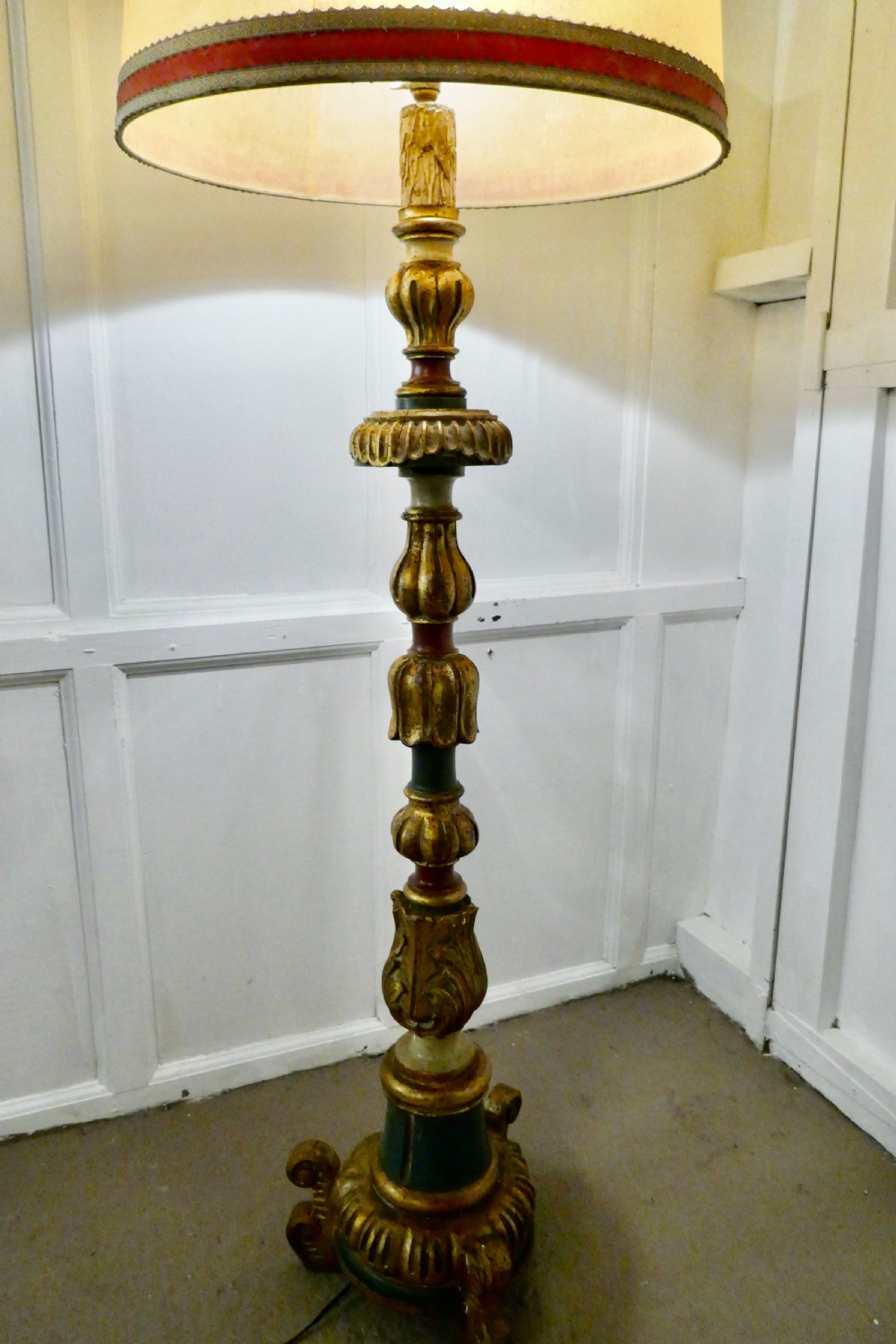Carved Gilt and Painted Baroque Floor Lamp View II
