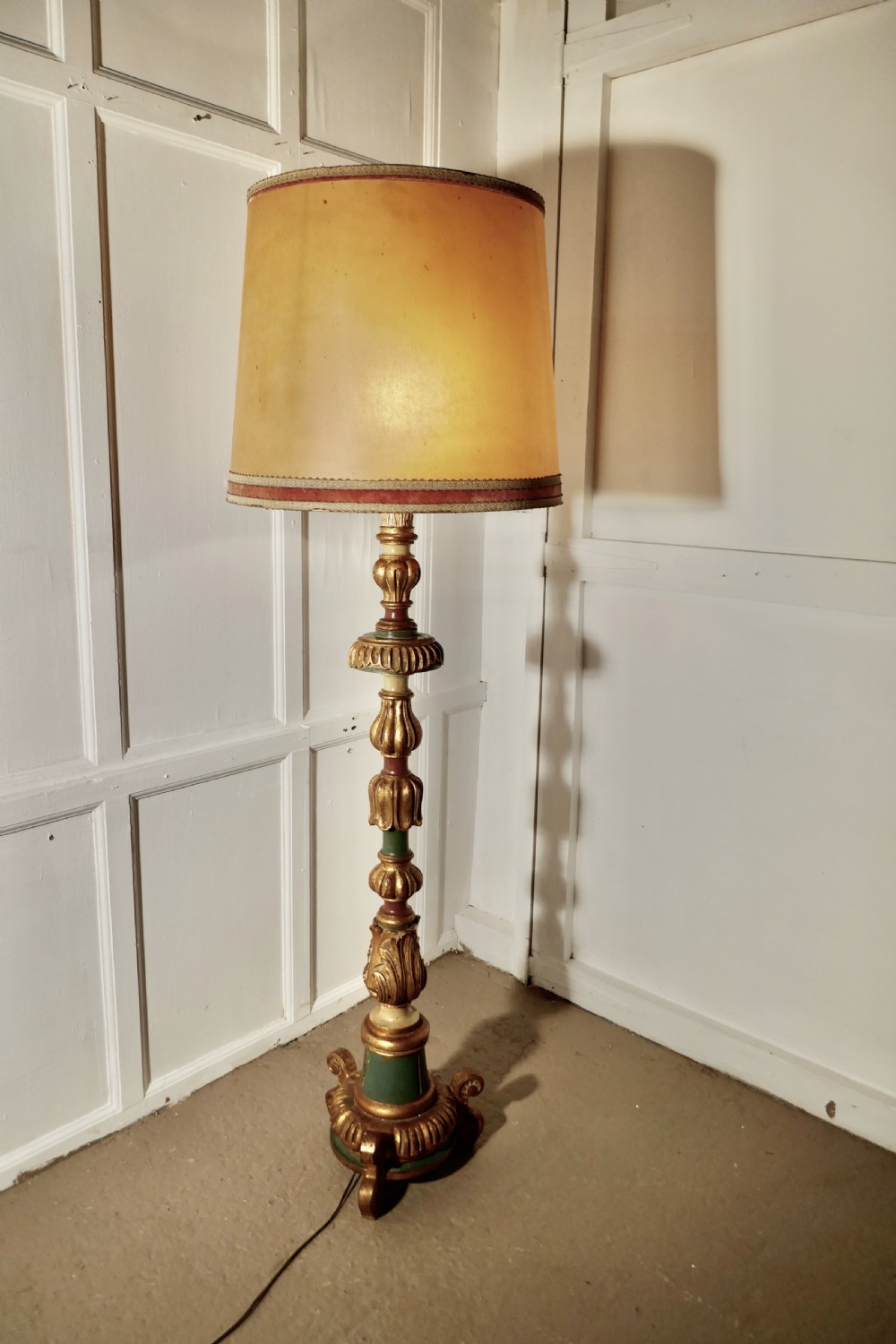 Carved Gilt and Painted Baroque Floor Lamp View V