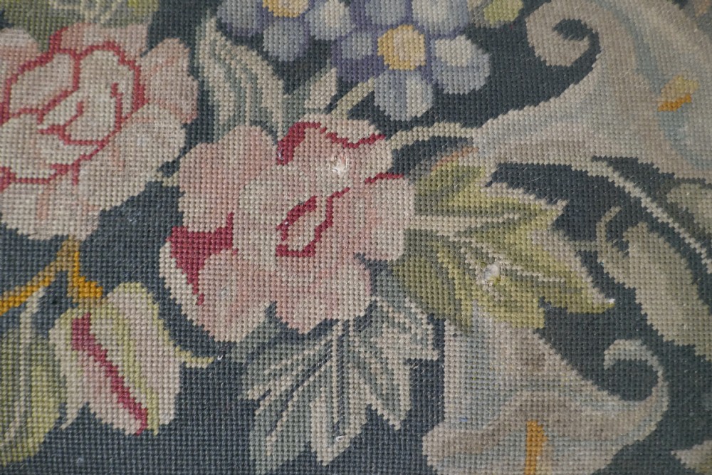 Victorian Petit Point Tapestry Upholstered Mahogany Foot Stool View V