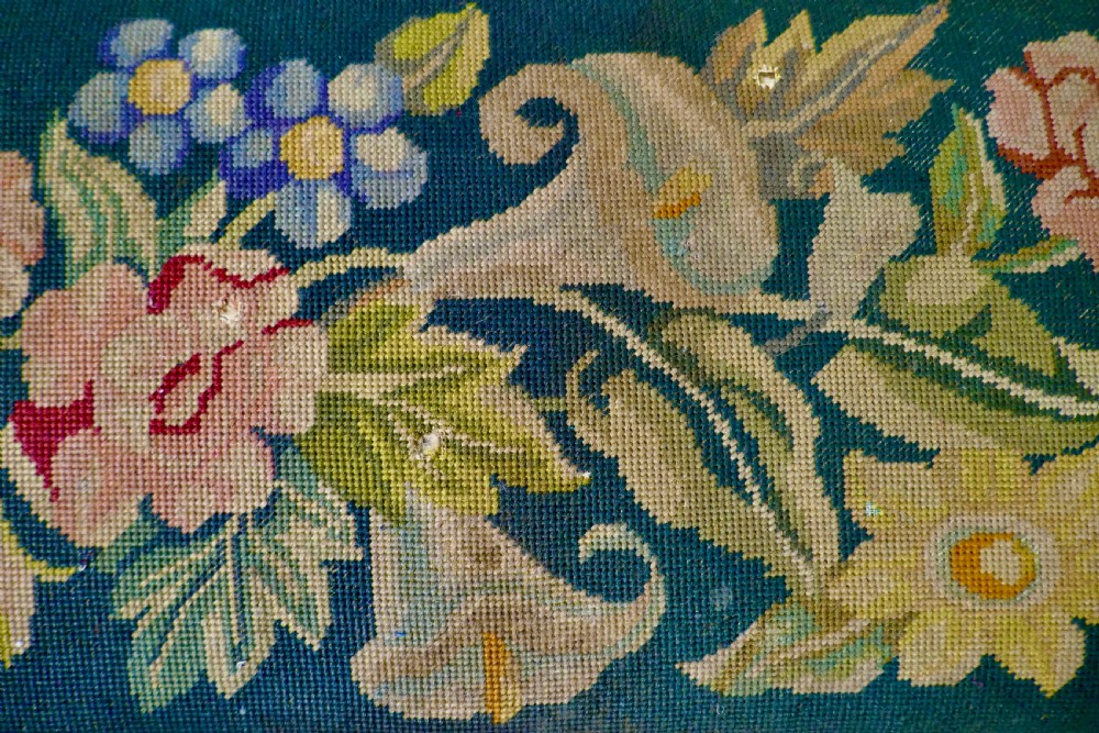 Victorian Petit Point Tapestry Upholstered Mahogany Foot Stool View VI