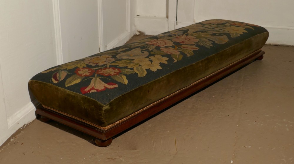 Victorian Petit Point Tapestry Upholstered Mahogany Foot Stool View VIII
