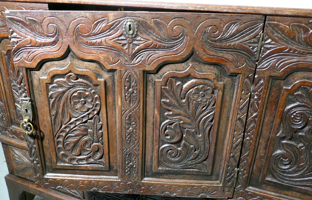 Large 18th Century Carved Oak Marriage Chest  View IV