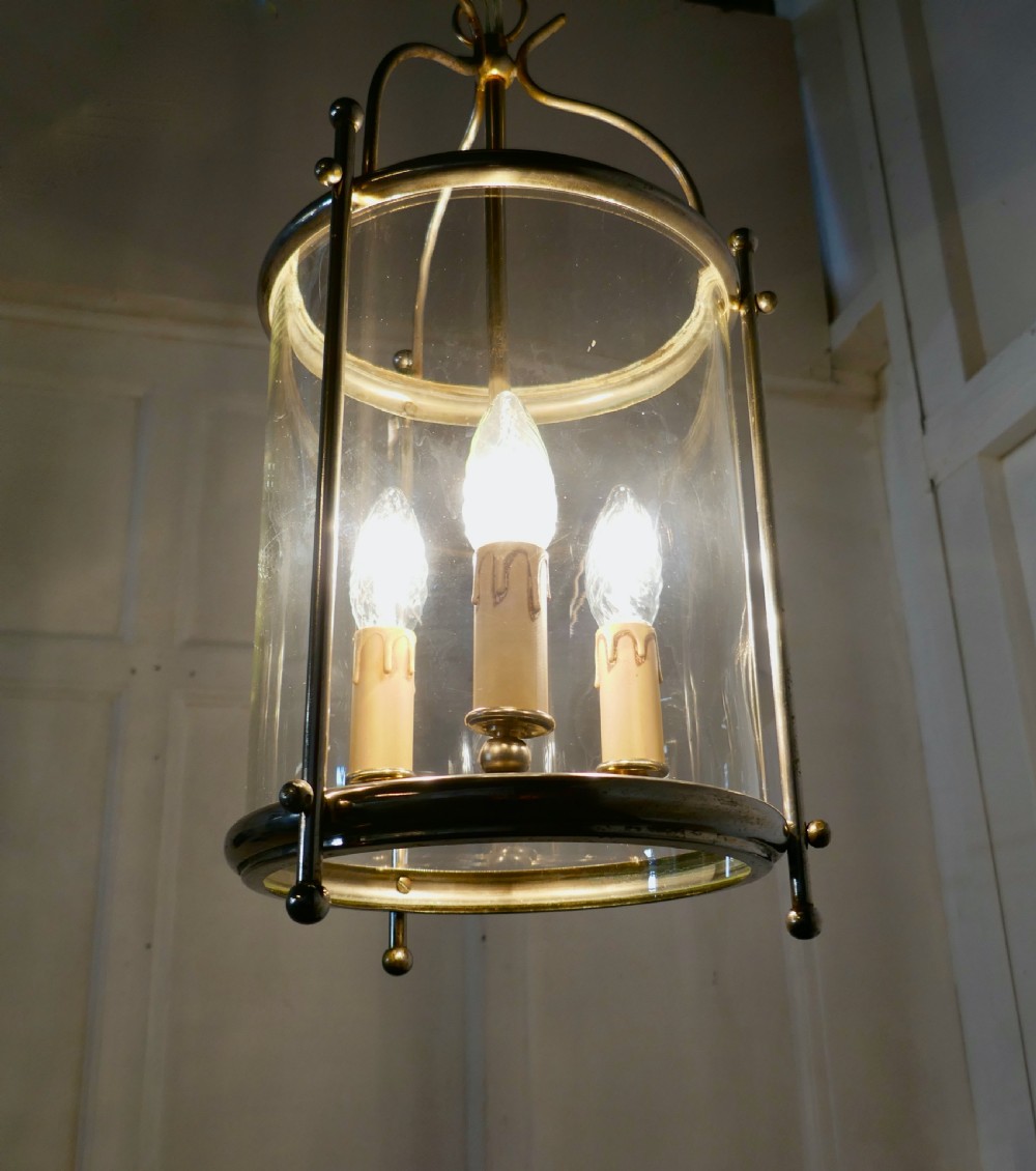 French Art Deco Chrome and Glass Lantern Hall Light View III