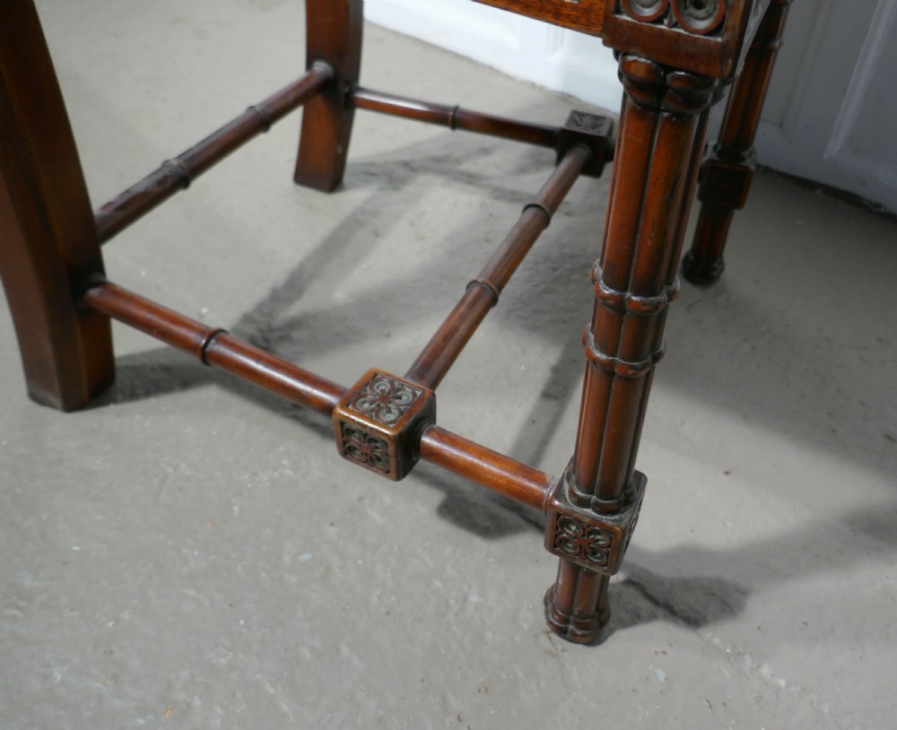 A Pair of Pugin Style Arts and Crafts Carved Oak Hall Chairs View IV