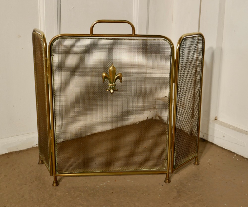 19th Century Folding Brass Fire Guard 
