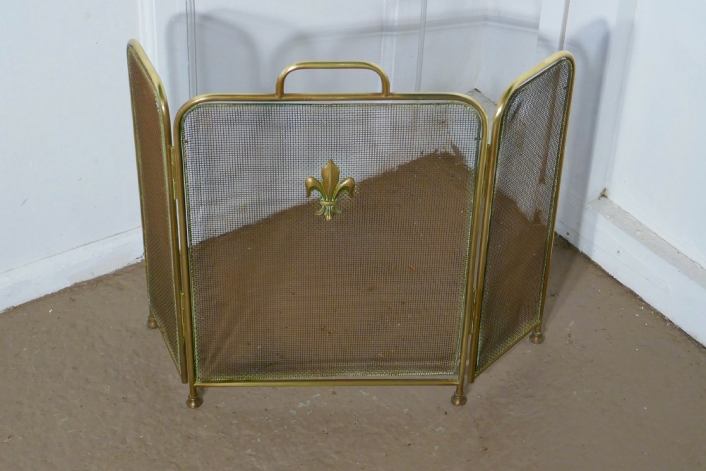19th Century Folding Brass Fire Guard  View II