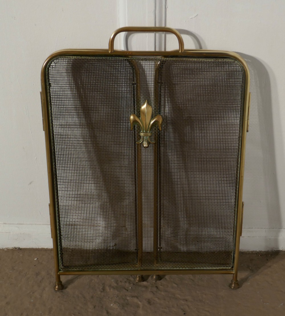 19th Century Folding Brass Fire Guard  View V