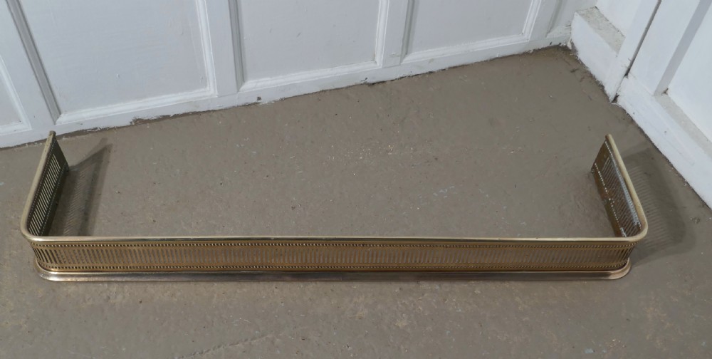 Long Victorian Pierced Brass Fender  View II