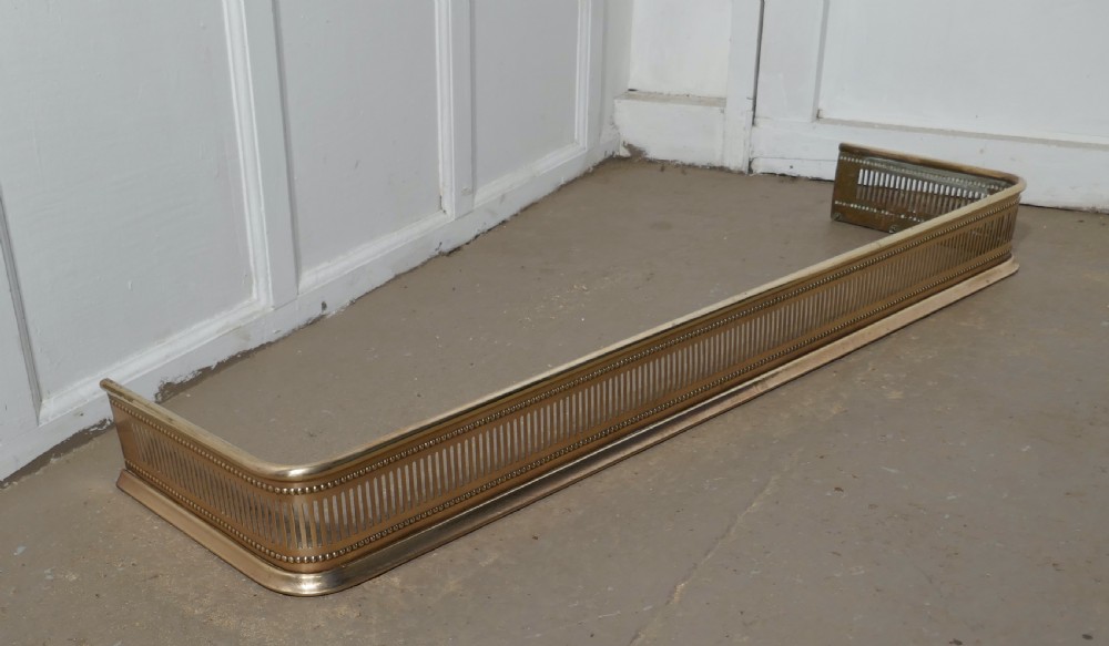 Long Victorian Pierced Brass Fender  View III