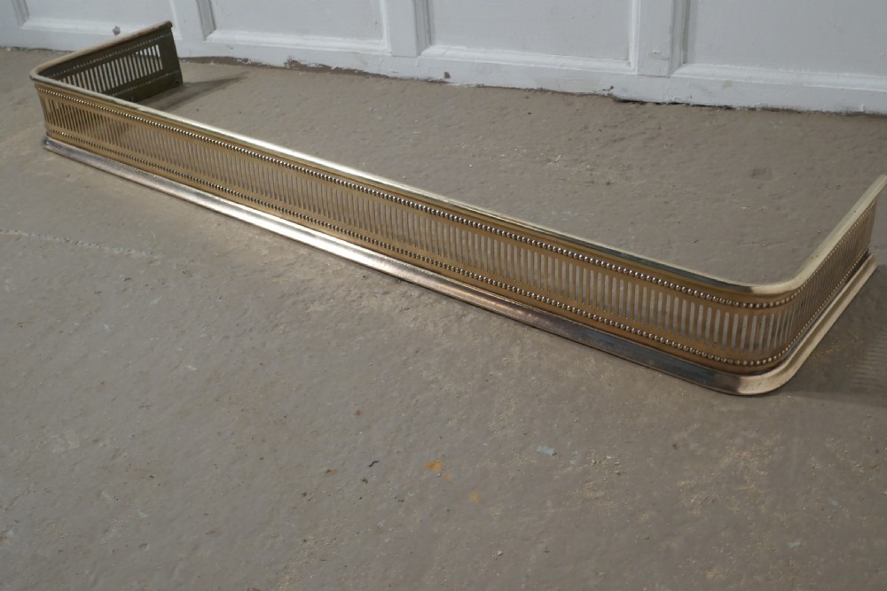 Long Victorian Pierced Brass Fender  View V