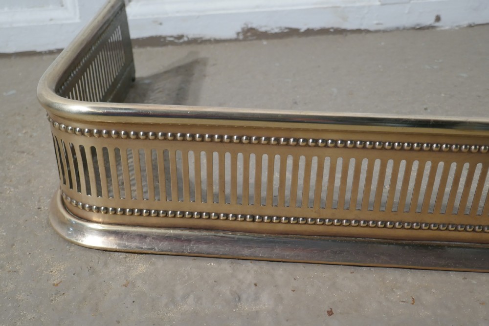 Long Victorian Pierced Brass Fender  View VI