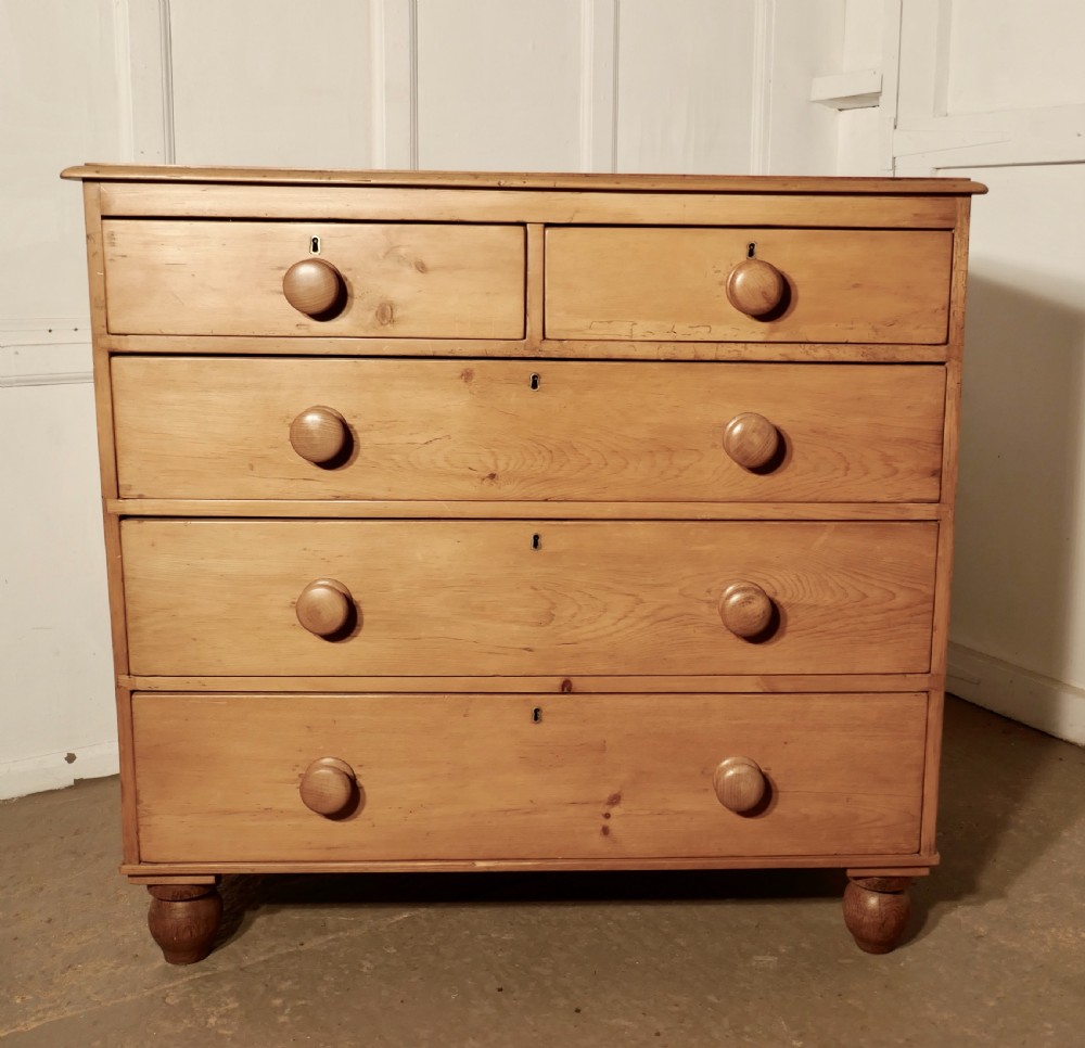 A Large Restored Victorian Pine Chest of Drawers