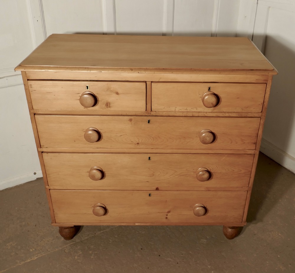 A Large Restored Victorian Pine Chest of Drawers View II
