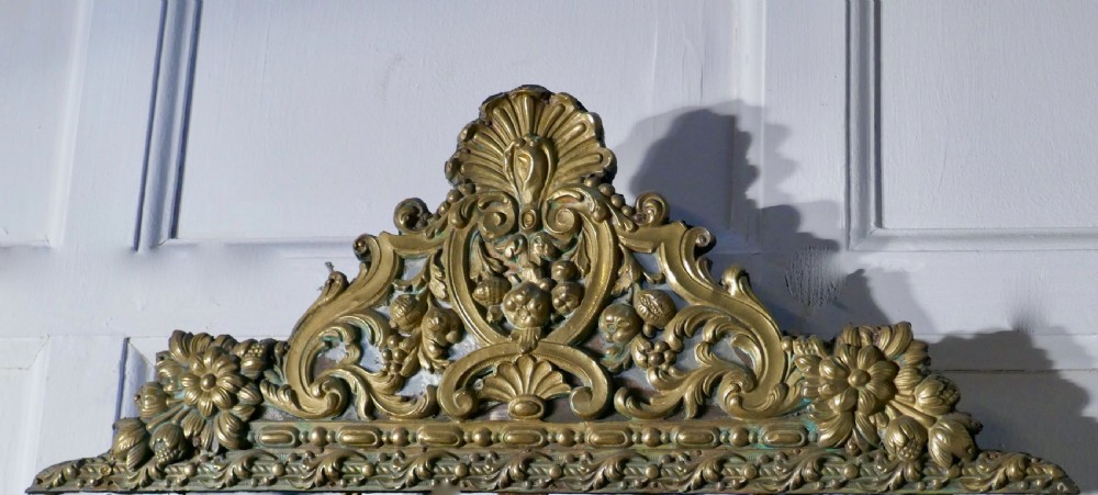 French Brass and Marble Console Table with Matching Cushion Mirror View XII