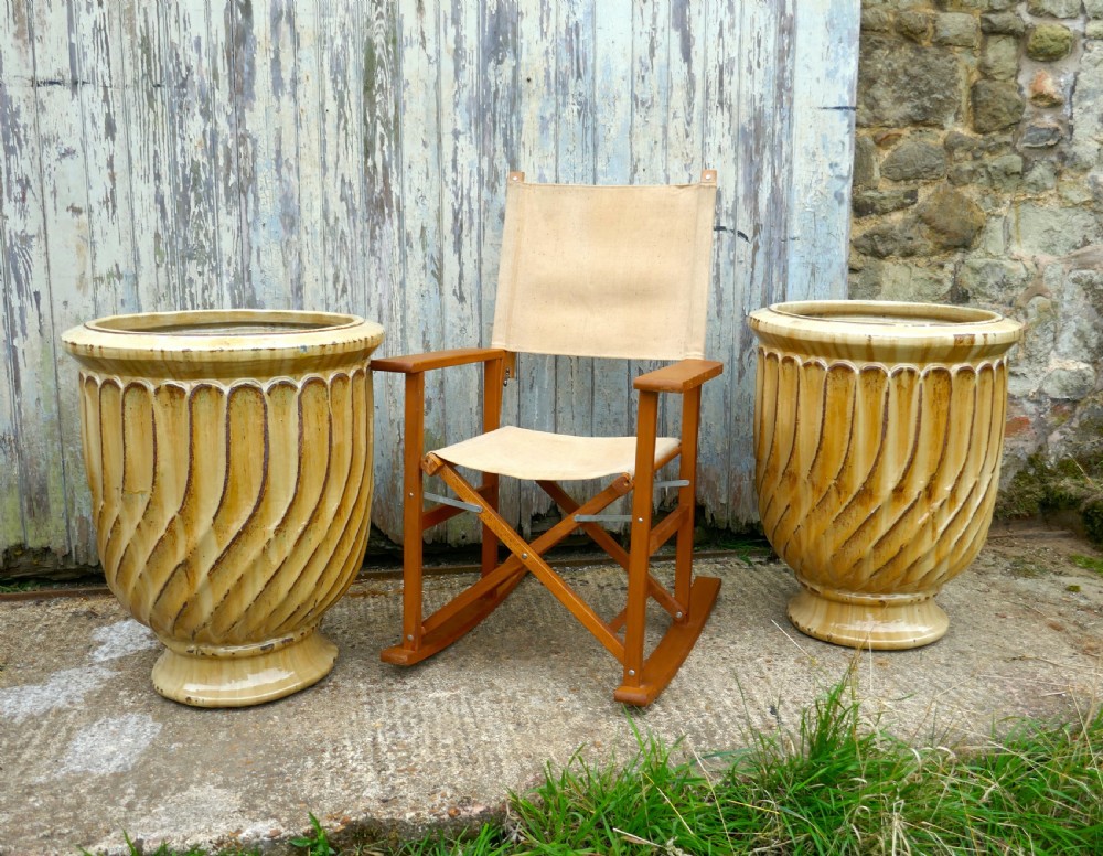 A Very Large Pair of Yellow Anduze Terracotta Garden Urns   View III