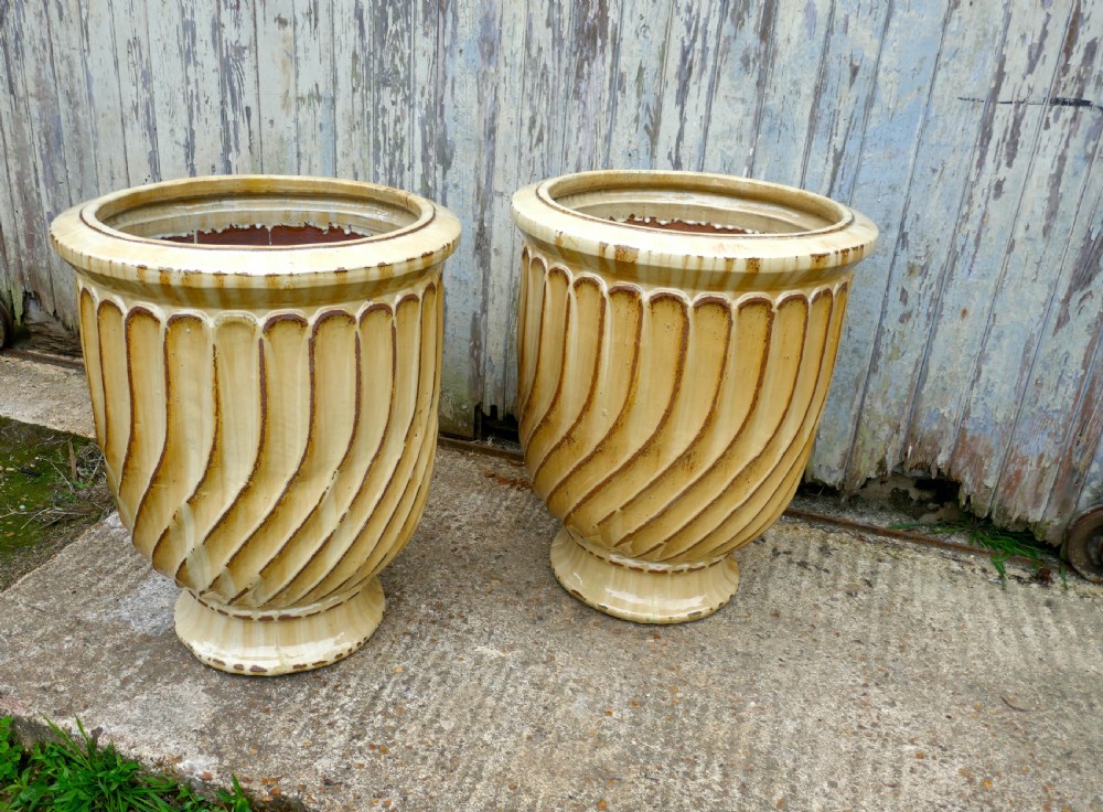 A Very Large Pair of Yellow Anduze Terracotta Garden Urns   View IX